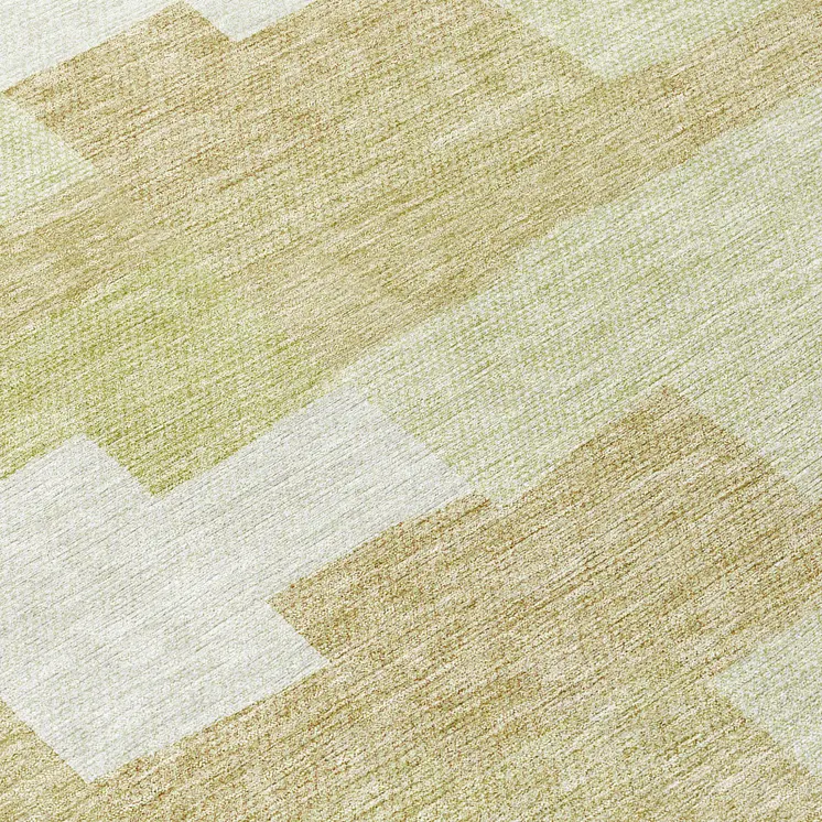 8' Beige Ivory And Brown Round Geometric Washable Indoor Outdoor Area Rug