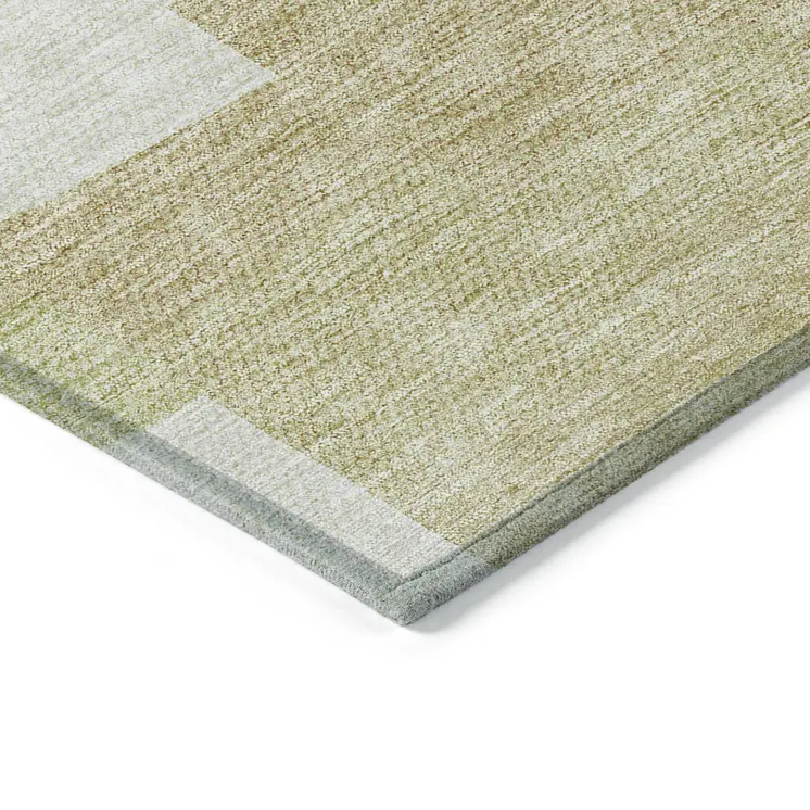 9' X 12' Beige Ivory And Brown Geometric Washable Indoor Outdoor Area Rug