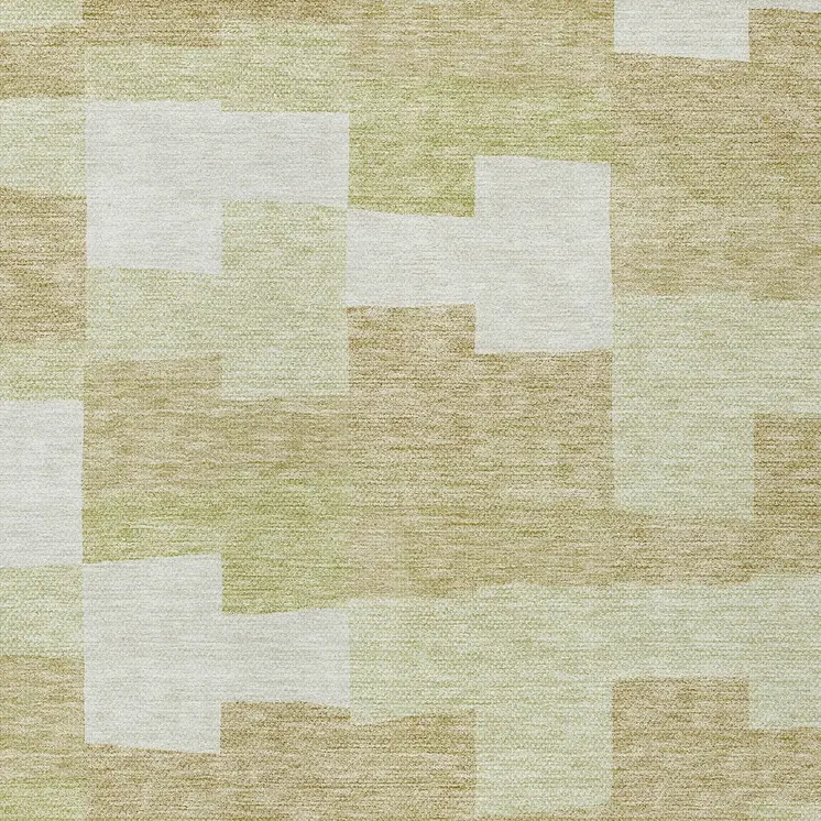 9' X 12' Beige Ivory And Brown Geometric Washable Indoor Outdoor Area Rug