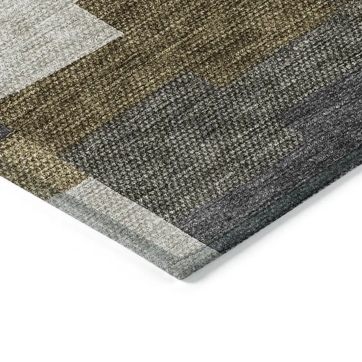 8' X 10' Brown Beige And Ivory Geometric Washable Indoor Outdoor Area Rug
