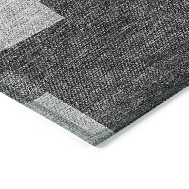 10' X 14' Gray Silver And Charcoal Geometric Washable Indoor Outdoor Area Rug