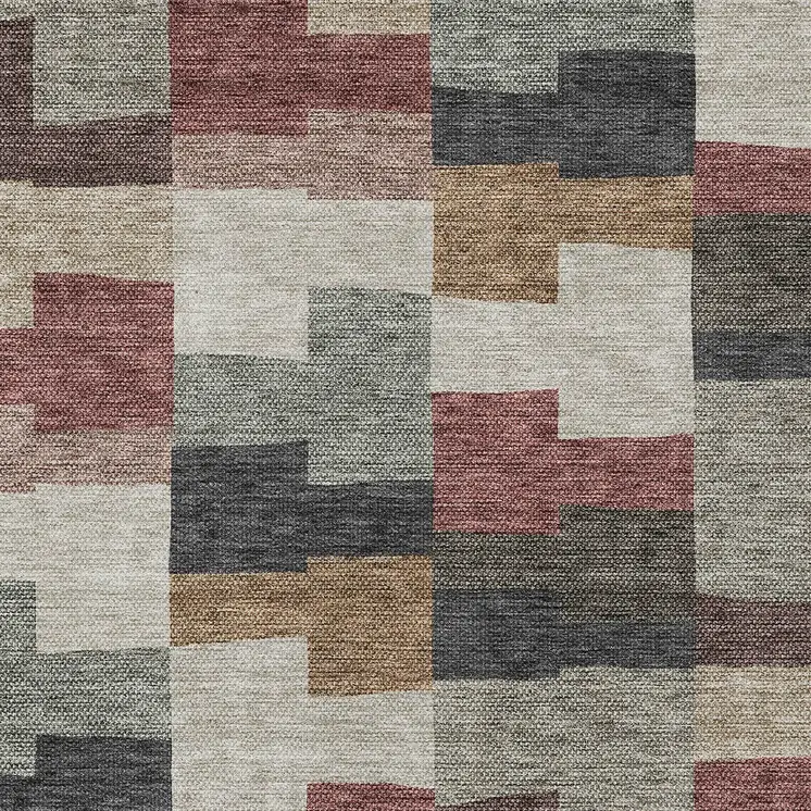 10' X 14' Orange Copper And Charcoal Geometric Washable Indoor Outdoor Area Rug