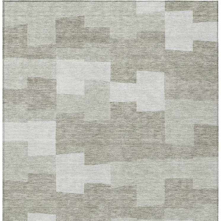 3' X 5' Taupe Brown And Beige Geometric Washable Indoor Outdoor Area Rug