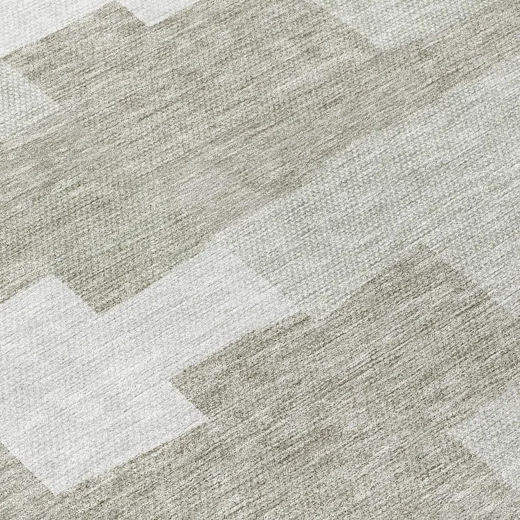 8' Taupe Brown And Beige Round Geometric Washable Indoor Outdoor Area Rug
