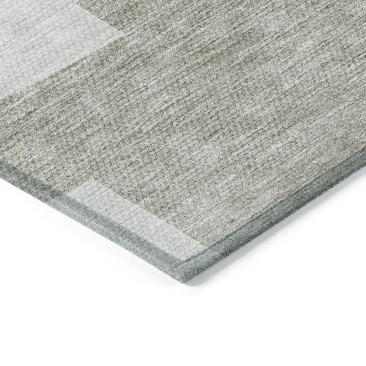 8' X 10' Taupe Brown And Beige Geometric Washable Indoor Outdoor Area Rug