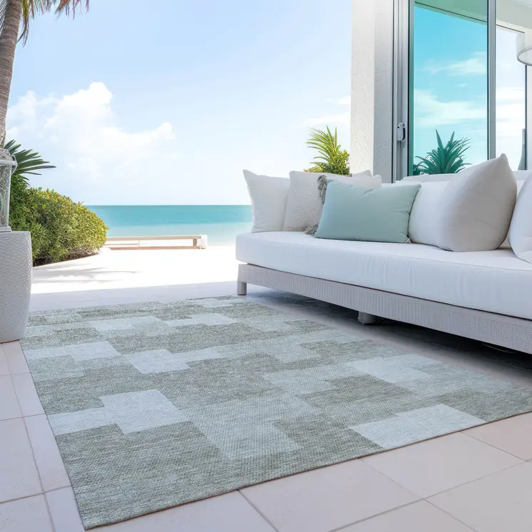 8' X 10' Taupe Brown And Beige Geometric Washable Indoor Outdoor Area Rug