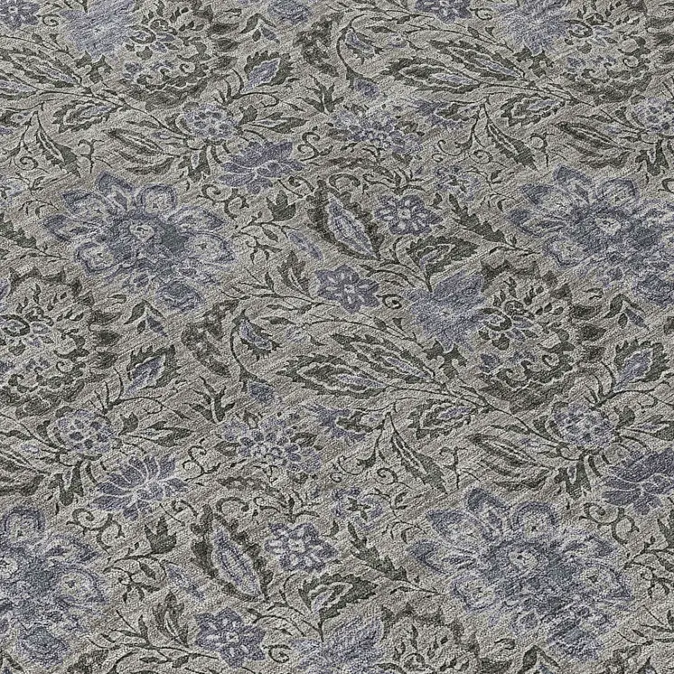 8' Khaki Taupe And Gray Round Floral Washable Indoor Outdoor Area Rug