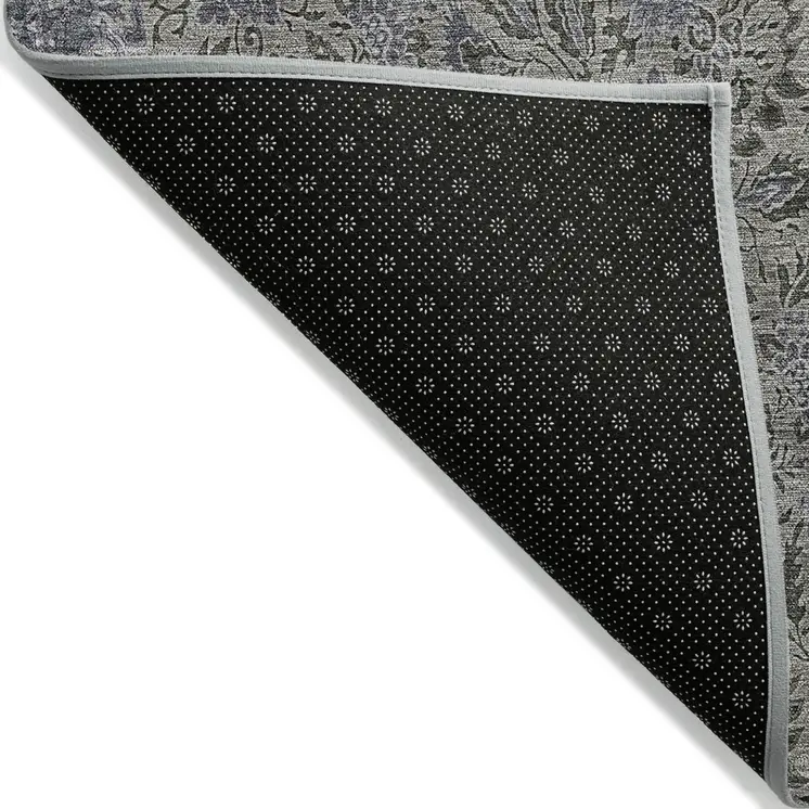 8' X 10' Khaki Taupe And Gray Floral Washable Indoor Outdoor Area Rug
