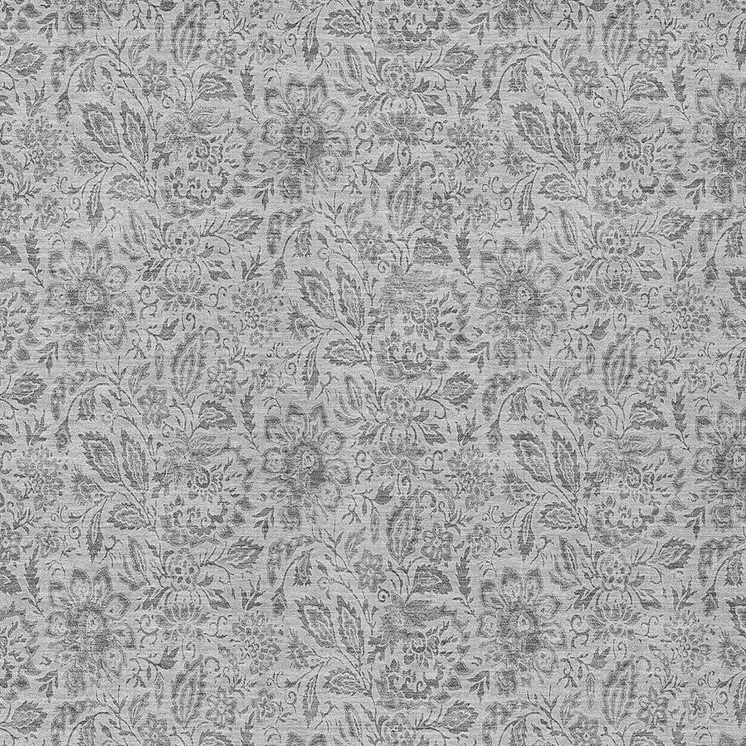 3' X 5' Silver Gray And Charcoal Floral Washable Indoor Outdoor Area Rug