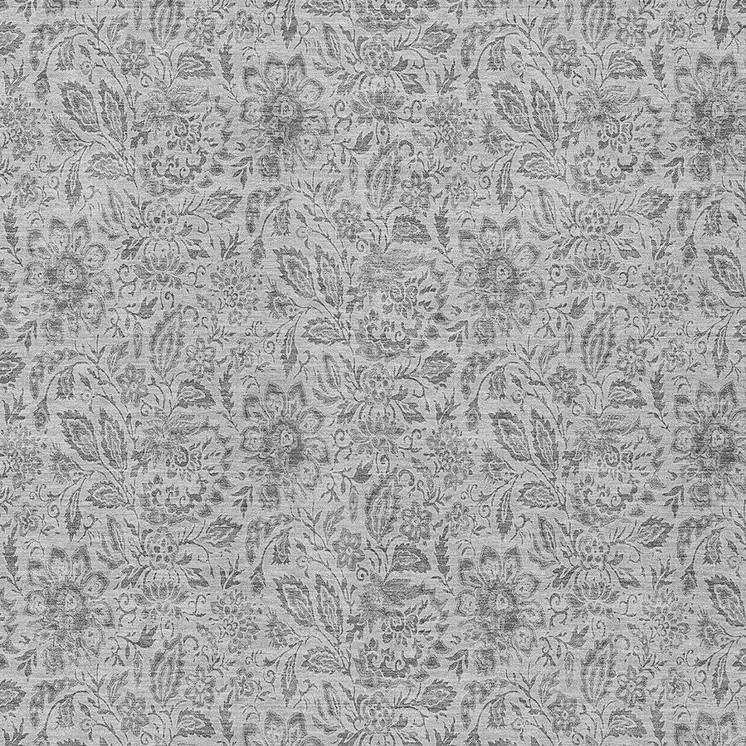 8' X 10' Silver Gray And Charcoal Floral Washable Indoor Outdoor Area Rug