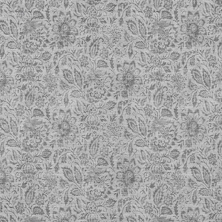 10' X 14' Silver Gray And Charcoal Floral Washable Indoor Outdoor Area Rug