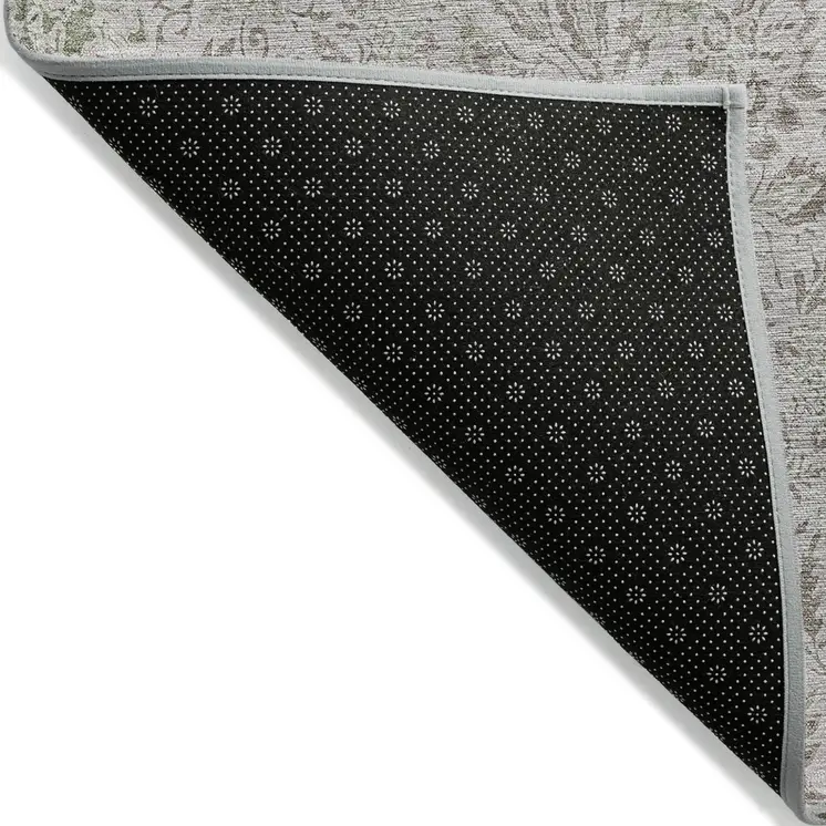 9' X 12' Taupe Beige And Brown Floral Washable Indoor Outdoor Area Rug