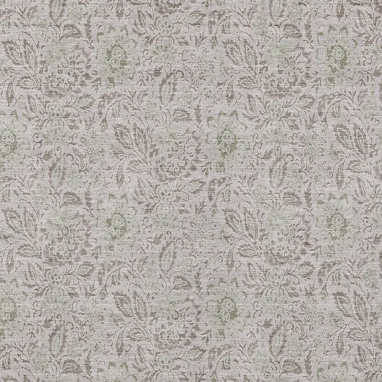 9' X 12' Taupe Beige And Brown Floral Washable Indoor Outdoor Area Rug
