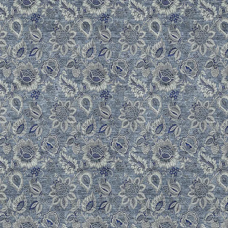 3' X 5' Denim Blue And Navy Blue Floral Washable Indoor Outdoor Area Rug