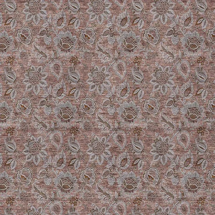 8' X 10' Copper Gray And Silver Floral Washable Indoor Outdoor Area Rug