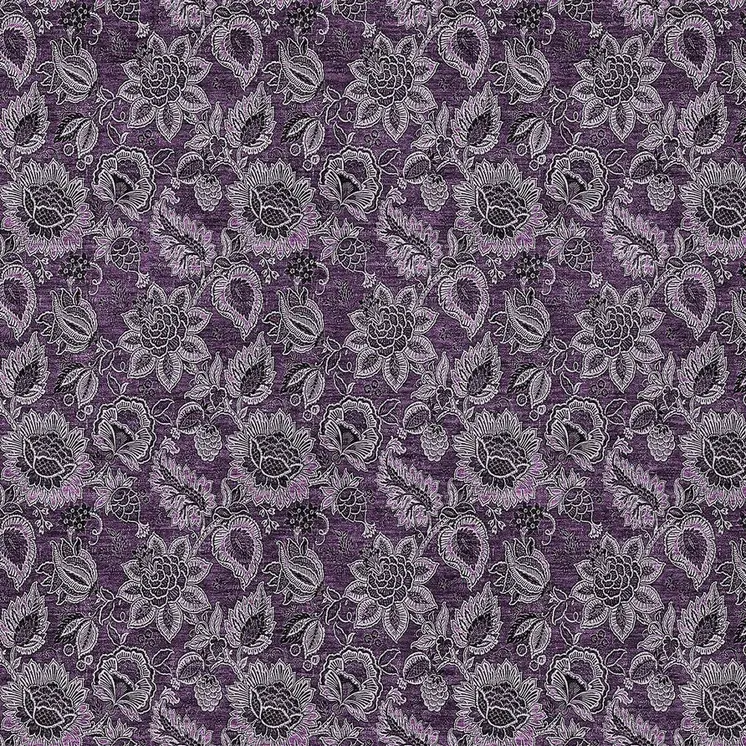 3' X 5' Eggplant Purple And Lilac Floral Washable Indoor Outdoor Area Rug