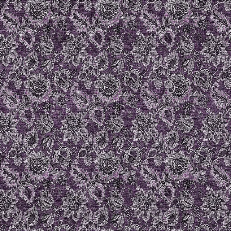 8' X 10' Eggplant Purple And Lilac Floral Washable Indoor Outdoor Area Rug