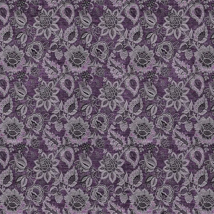 9' X 12' Eggplant Purple And Lilac Floral Washable Indoor Outdoor Area Rug