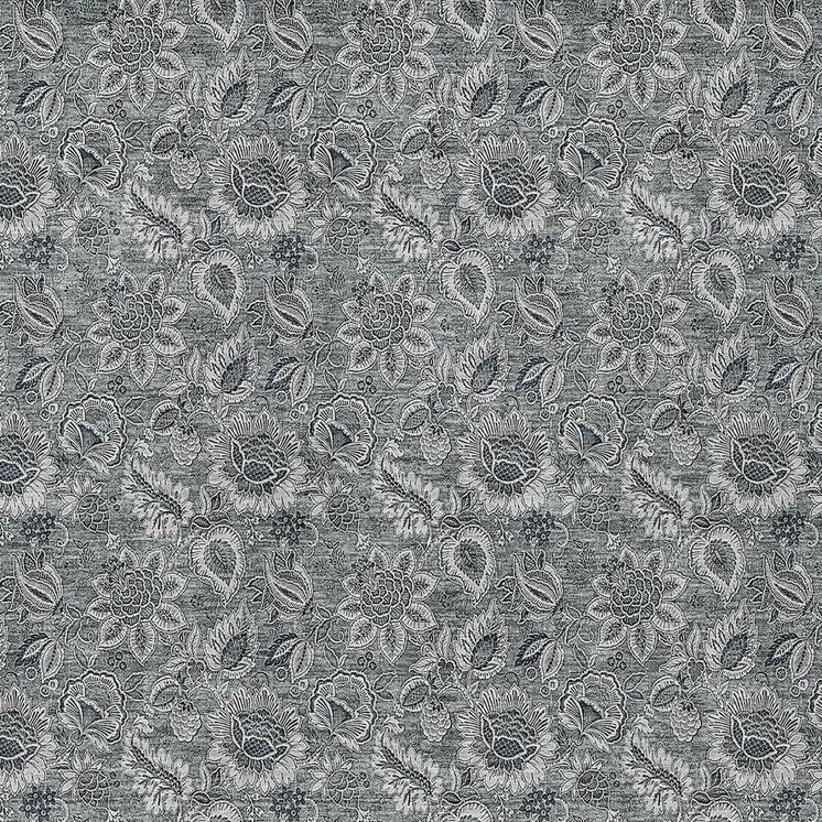 8' X 10' Gray Silver And Charcoal Floral Washable Indoor Outdoor Area Rug