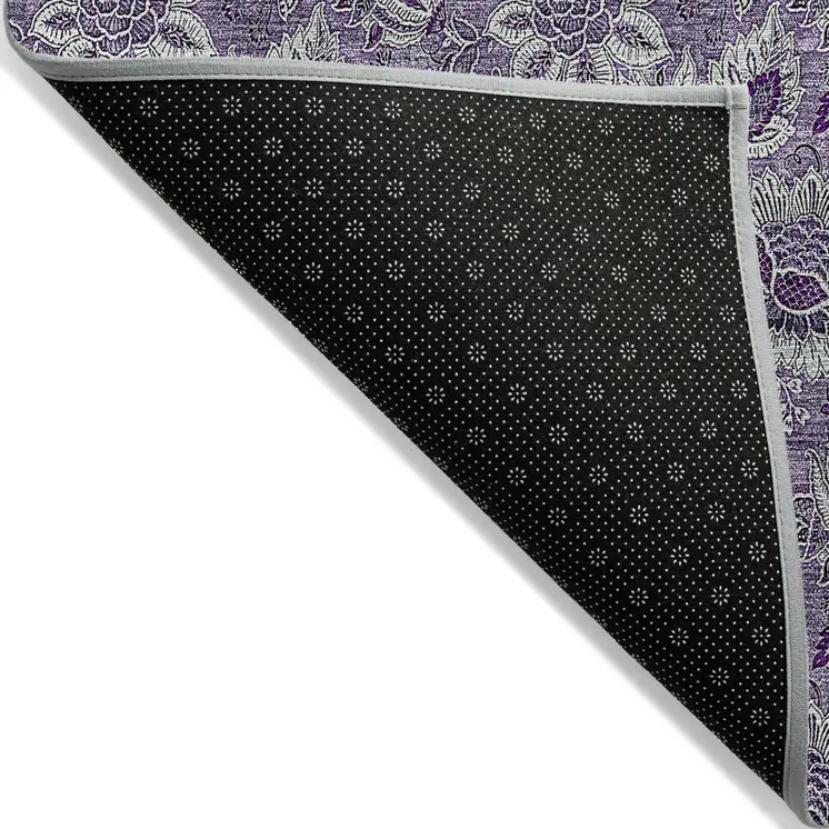 10' X 14' Purple Lilac And Lavender Floral Washable Indoor Outdoor Area Rug