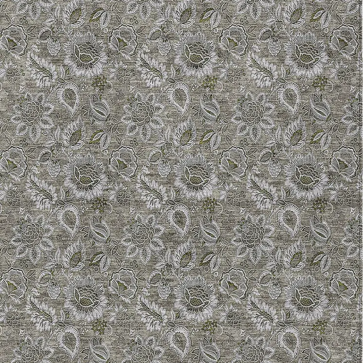 8' X 10' Taupe Brown And Beige Floral Washable Indoor Outdoor Area Rug