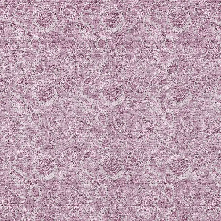 3' X 5' Blush Mauve And Pink Floral Washable Indoor Outdoor Area Rug