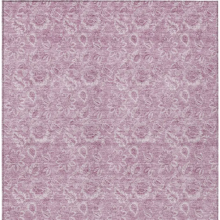 5' X 8' Blush Mauve And Pink Floral Washable Indoor Outdoor Area Rug