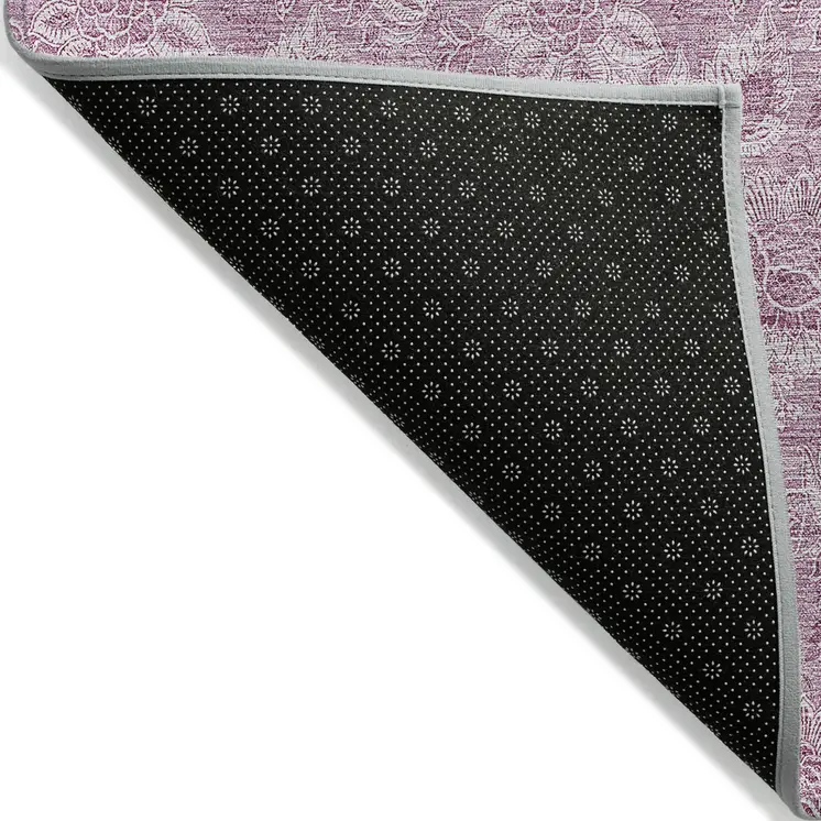 5' X 8' Blush Mauve And Pink Floral Washable Indoor Outdoor Area Rug