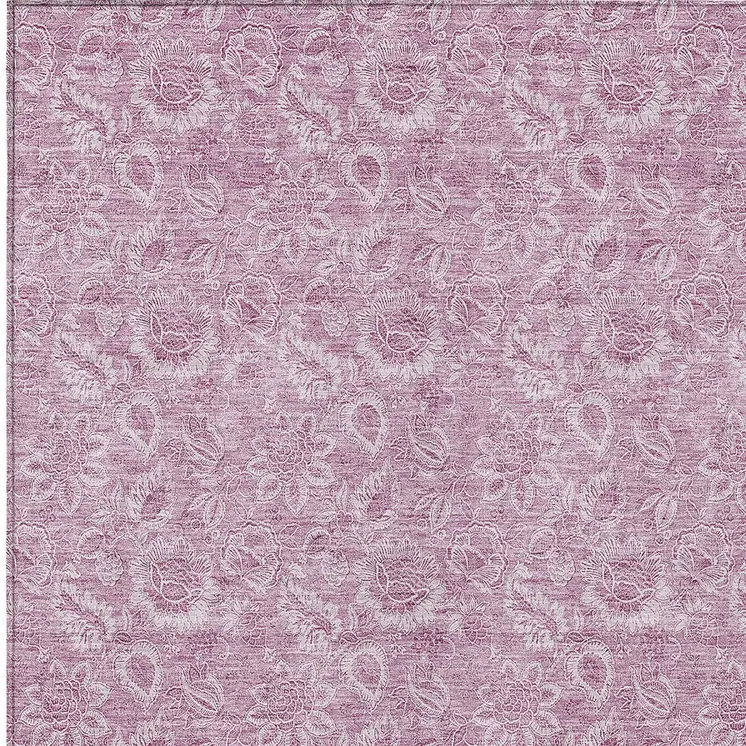 10' X 14' Blush Mauve And Pink Floral Washable Indoor Outdoor Area Rug