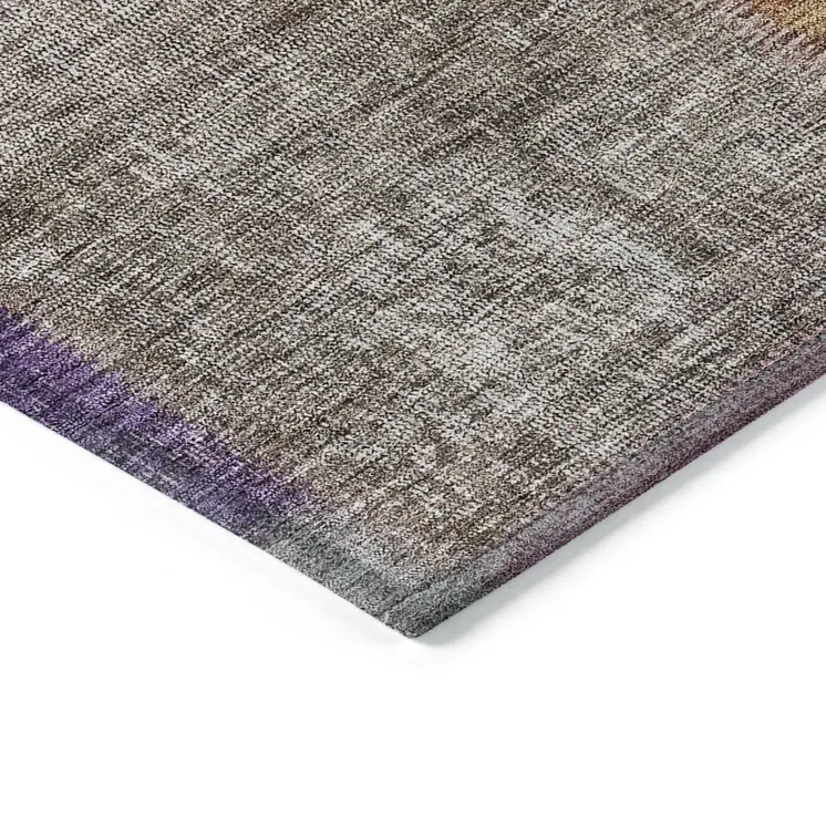 3' X 5' Copper Navy Blue And Gold Patchwork Washable Indoor Outdoor Area Rug