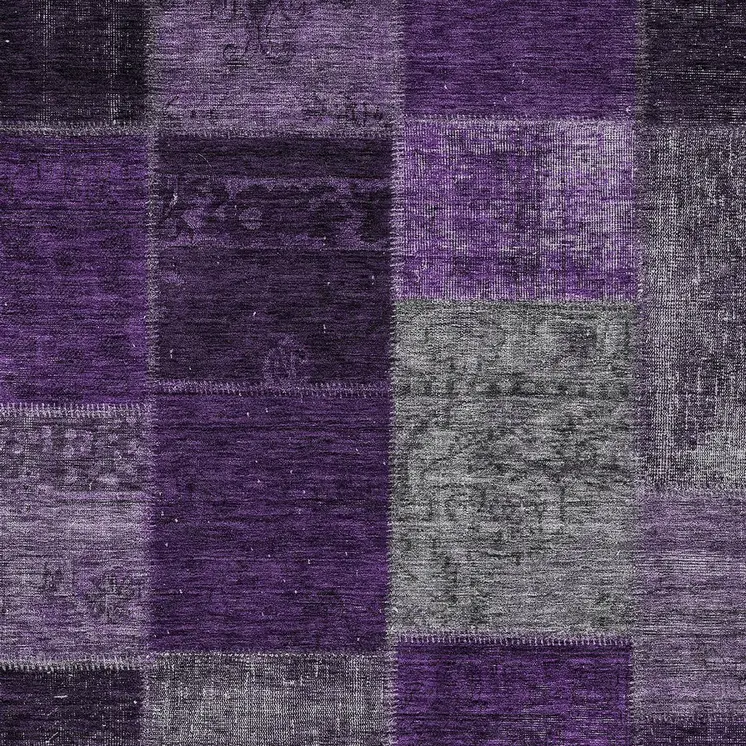 10' X 14' Eggplant Purple And Lilac Patchwork Washable Indoor Outdoor Area Rug