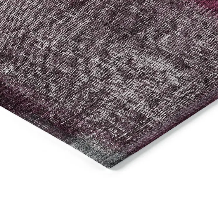 10' X 14' Merlot Burgundy And Gray Patchwork Washable Indoor Outdoor Area Rug