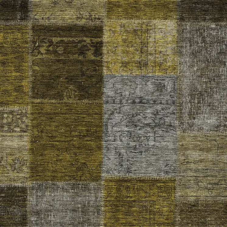 8' X 10' Brown Gold And Taupe Patchwork Washable Indoor Outdoor Area Rug