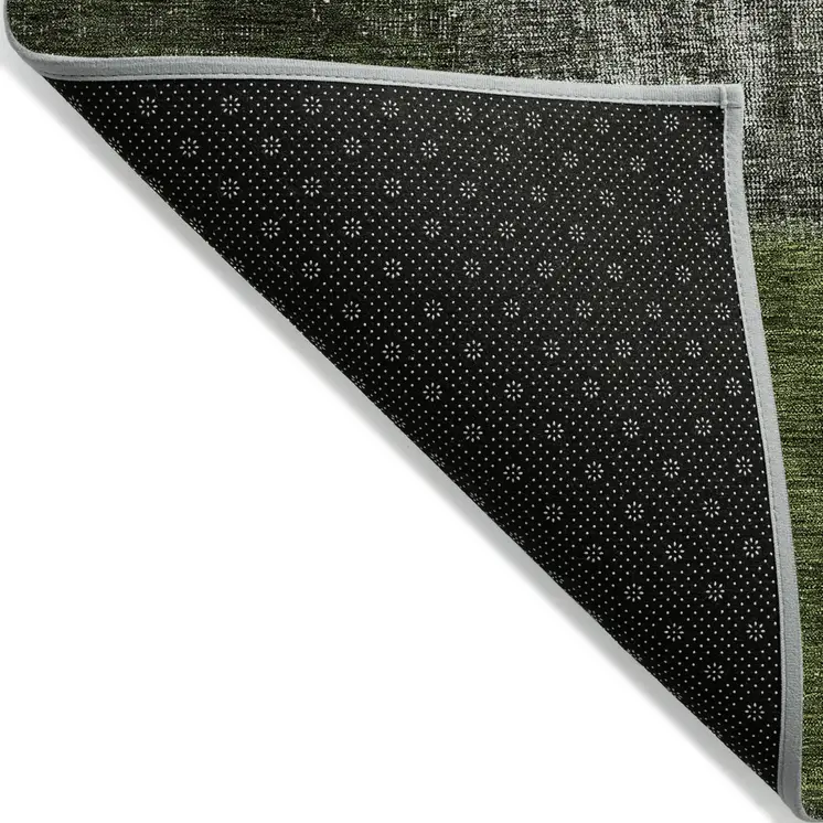8' X 10' Olive Green And Artichoke Green Patchwork Washable Indoor Outdoor Area Rug