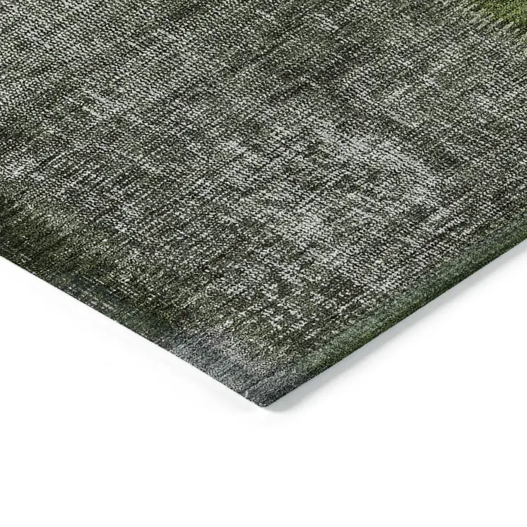 8' X 10' Olive Green And Artichoke Green Patchwork Washable Indoor Outdoor Area Rug