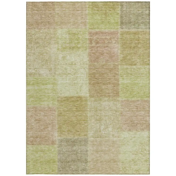 3' X 5' Green Copper And Mint Green Patchwork Washable Indoor Outdoor Area Rug