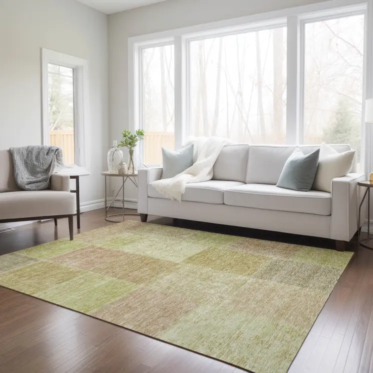 3' X 5' Green Copper And Mint Green Patchwork Washable Indoor Outdoor Area Rug