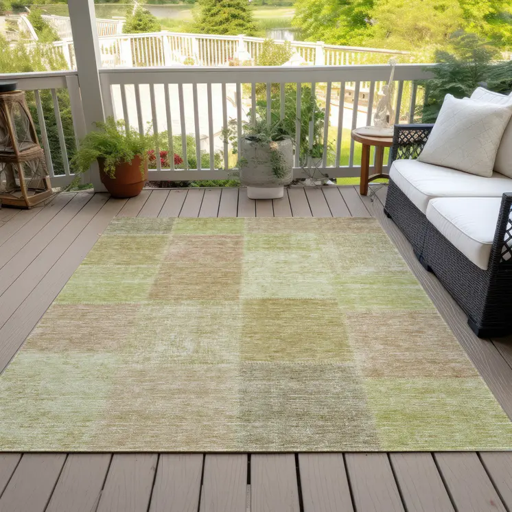 8' X 10' Green Copper And Mint Green Patchwork Washable Indoor Outdoor Area Rug