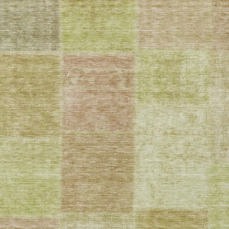9' X 12' Green Copper And Mint Green Patchwork Washable Indoor Outdoor Area Rug
