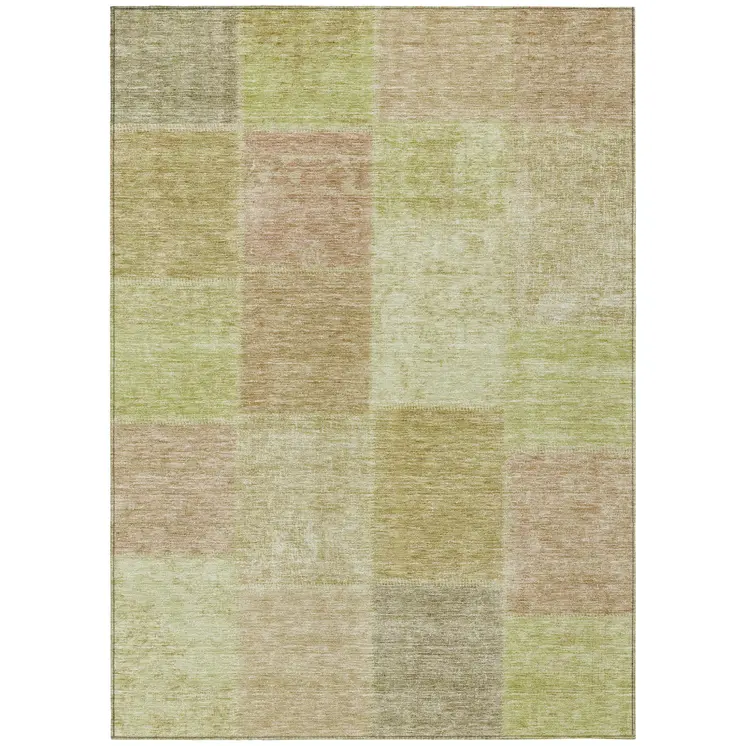 10' X 14' Green Copper And Mint Green Patchwork Washable Indoor Outdoor Area Rug
