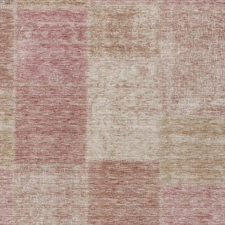 3' X 5' Blush Pink And Mauve Patchwork Washable Indoor Outdoor Area Rug