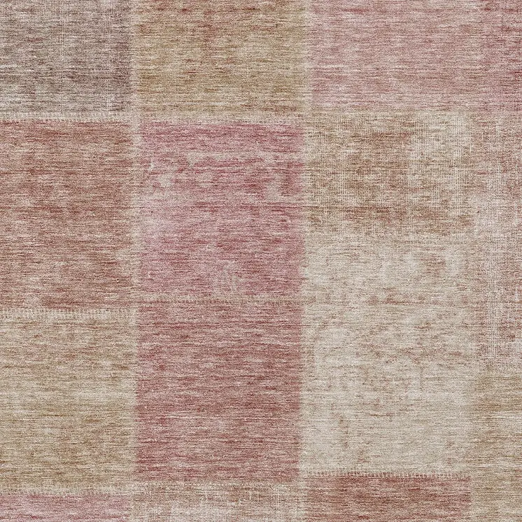 5' X 8' Blush Pink And Mauve Patchwork Washable Indoor Outdoor Area Rug