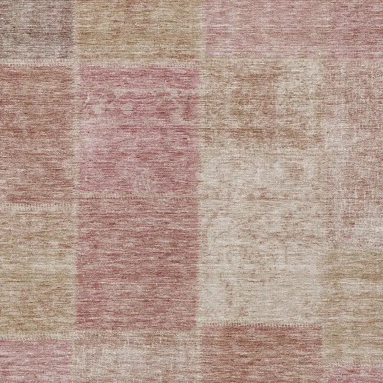 8' X 10' Blush Pink And Mauve Patchwork Washable Indoor Outdoor Area Rug
