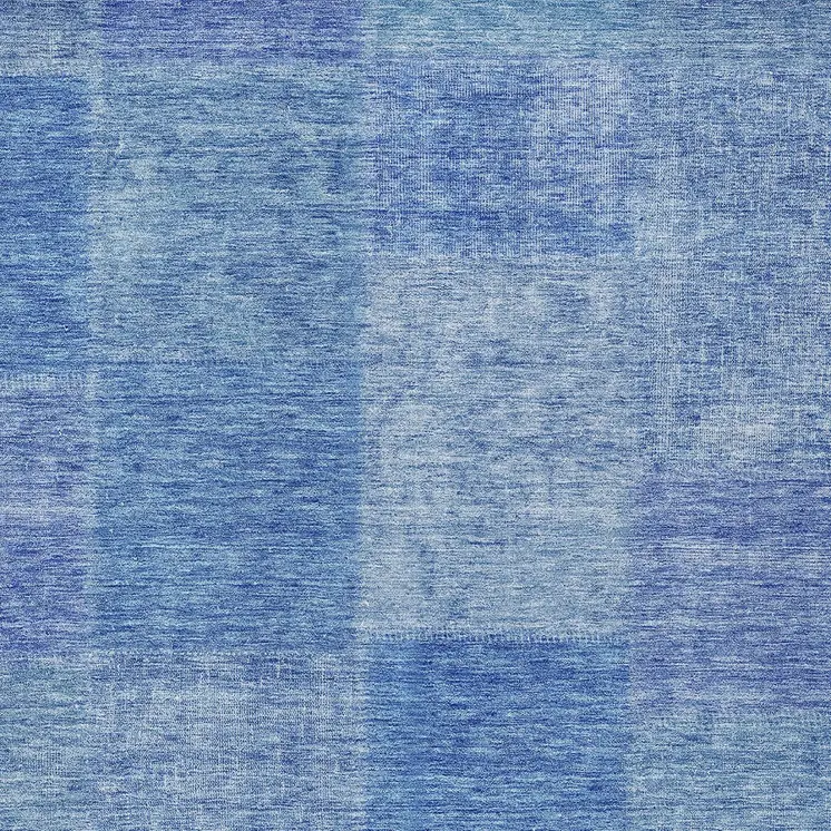 8' X 10' Denim Blue And Sky Blue Patchwork Washable Indoor Outdoor Area Rug