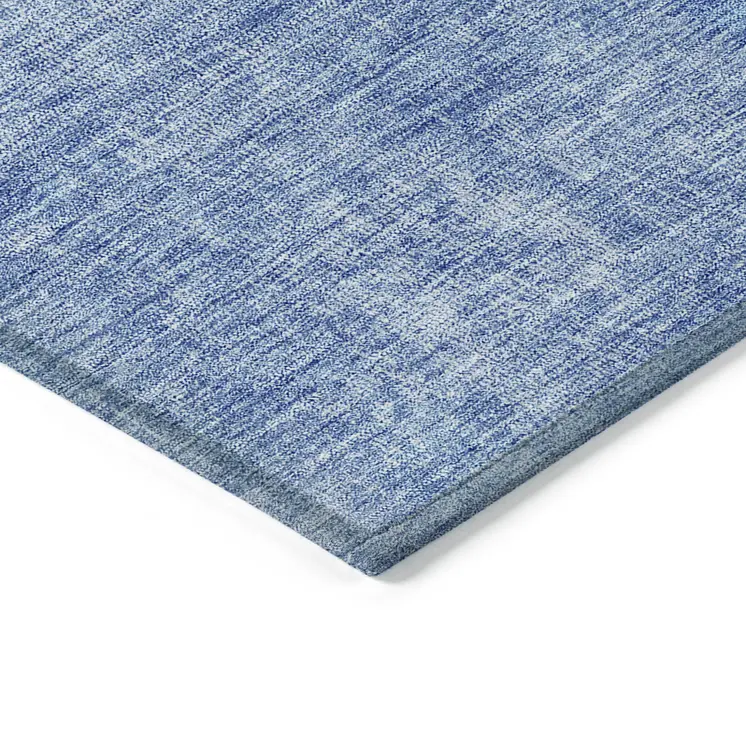 10' X 14' Denim Blue And Sky Blue Patchwork Washable Indoor Outdoor Area Rug