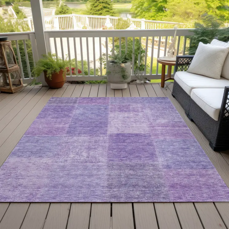 5' X 8' Lavender And Purple Patchwork Washable Indoor Outdoor Area Rug