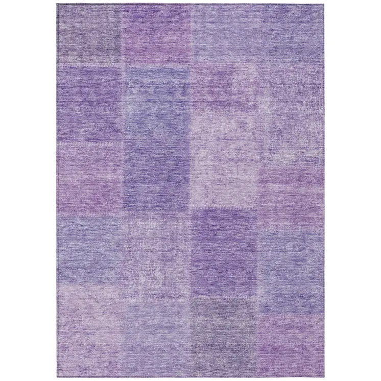 5' X 8' Lavender And Purple Patchwork Washable Indoor Outdoor Area Rug