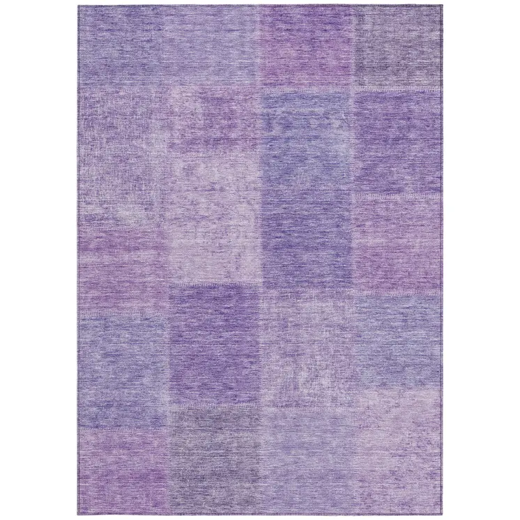5' X 8' Lavender And Purple Patchwork Washable Indoor Outdoor Area Rug