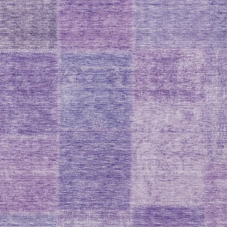 9' X 12' Lavender And Purple Patchwork Washable Indoor Outdoor Area Rug