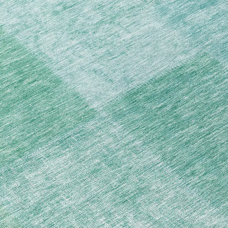 8' Teal Blue Sage And Green Round Patchwork Washable Indoor Outdoor Area Rug